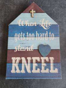 lot 4128 image: House-Shaped Wall Art with Cross and Heart Accents