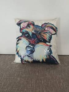 lot 4141 image: Decorative Pillow with Colorful Dog Print