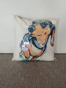 lot 4143 image: Decorative Pillow with Dog Print Design