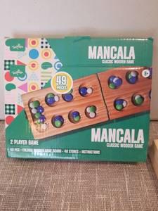 lot 4177 image: Mancala Classic Wooden Game 2 Player 49 Pieces