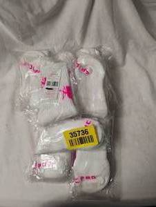 lot 35736 image: new-youthadults whitepink with angel crew socks SML 10 pk