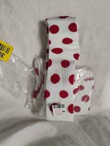 lot 35802 image: new-unisex white with red poke a dot crew socks 10pk