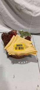 lot 36035 image: Fall Table Napkin Set w Basket