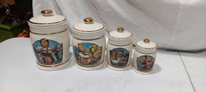 lot 36056 image: The Hummel Canister Collection Timid Little Sister  Vintage Glass Collection