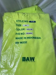 lot 35747 image: new-adult mens bagside cotton hoodie neon yellow size 3xneon green 2xa
