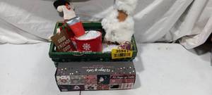 lot 35941 image: Christmas best friend wine bottle outfits plus mini wine glass, a hot coco mug with lotion and to top it off a little bit of snow all while wearing 12 days of cozy socks