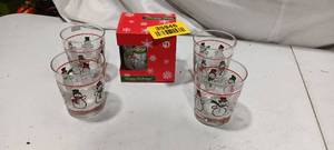 lot 35946 image: happy holiday mug and small drinking glasses