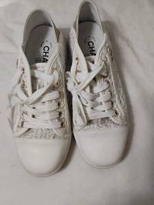 lot 35884 image: White Pair Of Chanel Shoes - SIze - 5.5 -6.