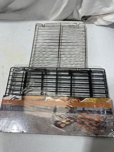 lot 36085 image: New 3 Teir Cooling Racks & 2 Metal Baking Trays