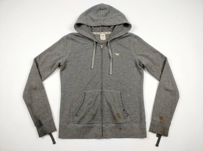lot 4602 image: PINK Victorias Secret Zip Hoodie Gray Size S