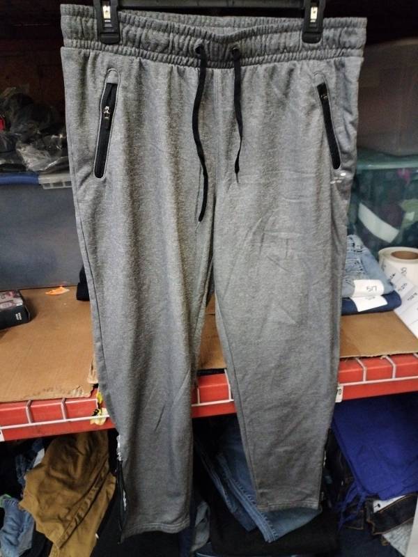 lot 518 image: BCG Gray Heather Jogger Sweatpants Size L w Zip Pockets & Drawstring