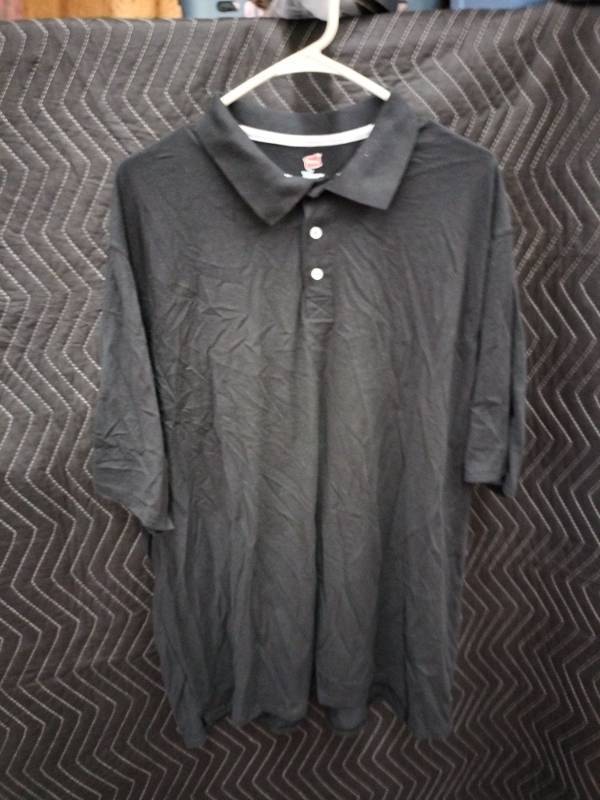 lot 9043 image: Hanes X-Temp Mens Polo Shirt Size 3XL Black Short Sleeve