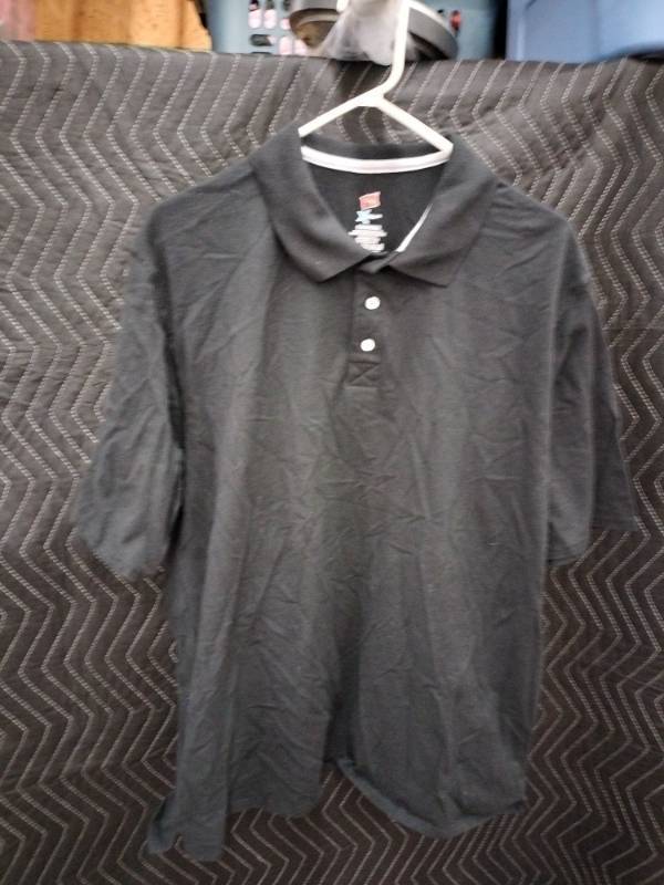lot 9044 image: Hanes X-Temp Mens Polo Shirt Size 2XL Black Cotton Polyester Blend