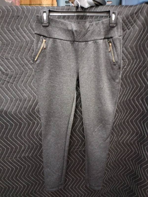 lot 9178 image: Shosho Womens Gray Heathered Leggings w Zippered Front Pockets - L