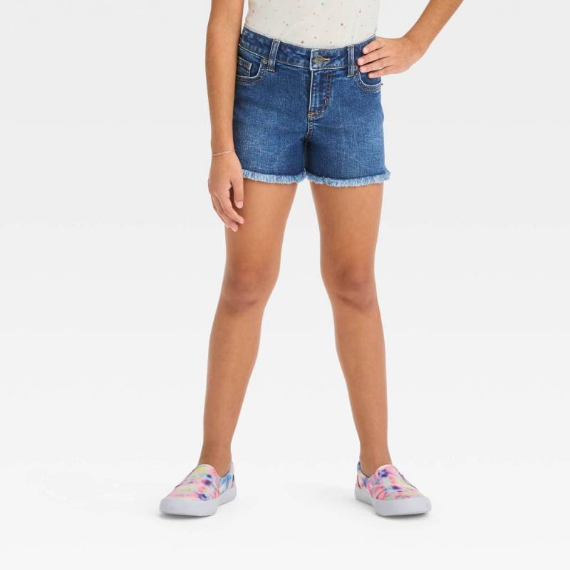 lot 9185 image: Cat & Jack Girls Cut-Off Mid-Rise Jean Shorts XS