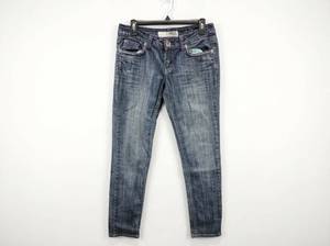 lot 604 image: White Tag Denim Womens Size 7 Low-Rise Jeans w Purple Stitching & Embellished Pockets