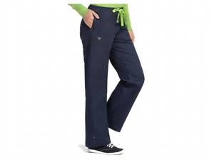 lot 608 image: Med Couture Womens Drawstring Scrub Pants Navy With Apple Size L 8705T-NYAP-L