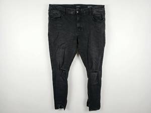 lot 619 image: Nova Men Black Washed Distressed Skinny Jeans Size 38 w Ankle Zippers