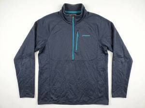 lot 623 image: Patagonia Mens XL Quarter-Zip Grid Fleece Pullover Navy w Teal Zipper