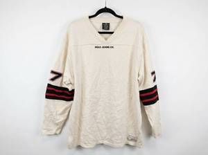 Polo Jeans Co. Ralph Lauren Long Sleeve V-Neck Jersey Shirt Cream Size XXL