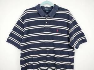 lot 631 image: Polo by Ralph Lauren Mens XXL Striped Short Sleeve Polo Shirt Navy White