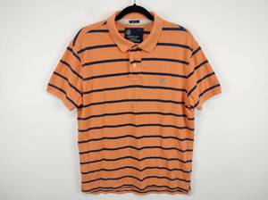 lot 633 image: American Eagle Outfitters Athletic Fit Striped Polo Shirt XXL Orange & Navy