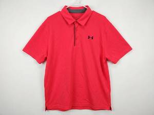lot 644 image: Under Armour Mens Short Sleeve Polo Shirt Size XL Loose Fit Red