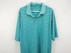 lot 647 image: Gear For Sports XXL Mens Striped Short Sleeve Polo Shirt Teal & White