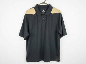 lot 650 image: Holloway Mens Short Sleeve Polo Shirt XL Navy w Tan Shoulder Panels