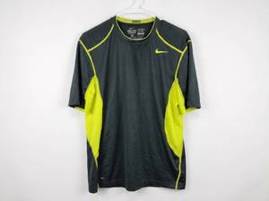 lot 652 image: Nike Pro Combat Dri-Fit Fitted Short Sleeve Shirt Size L Gray & Volt