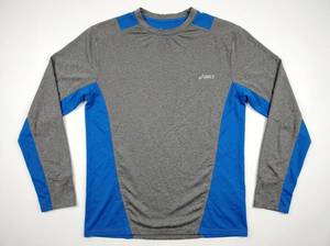 lot 663 image: Asics Long Sleeve Athletic Shirt Gray and Blue Size L