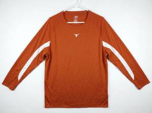 lot 670 image: Pro Player Long Sleeve Athletic Shirt XL Burnt Orange w White Longhorn Logo