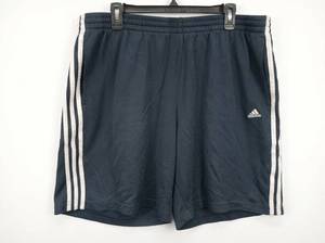 lot 677 image: Adidas Mens Navy Athletic Shorts with White 3-Stripe Side Trim