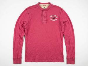 lot 683 image: Hollister California Mens Long Sleeve Henry Neck Shirt Pink Size XL
