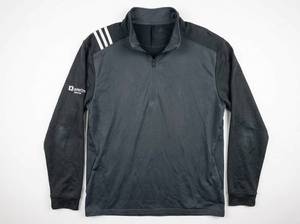 lot 684 image: Adidas Mens XL 14 Zip Pullover Black w LeaderOne Financial Sleeve Logo