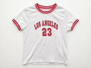 lot 685 image: SHEIN Kids Los Angeles 23 Short Sleeve Ringer T-Shirt WhiteRed Size 7Y