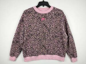 lot 689 image: Nike Pink Leopard Print Crewneck Sweatshirt Size M with Snap Sleeve Detail