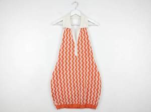 lot 692 image: SHEIN Curve 2XL Orange & White Chevron Halter Collar Dress