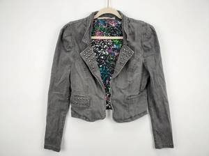 lot 693 image: Rachel Rachel Roy Size 12 Gray Denim Studded Blazer Jacket