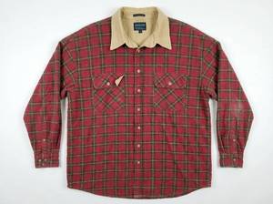 lot 705 image: Salmon River Traders Country Mens XXL Plaid Flannel Shirt w Corduroy Collar