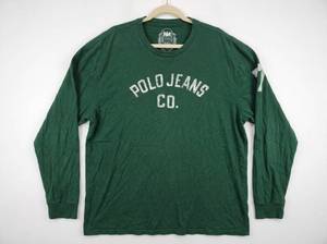 lot 708 image: Polo Jeans Co. Mens Long Sleeve Green Graphic T-Shirt Size XXL