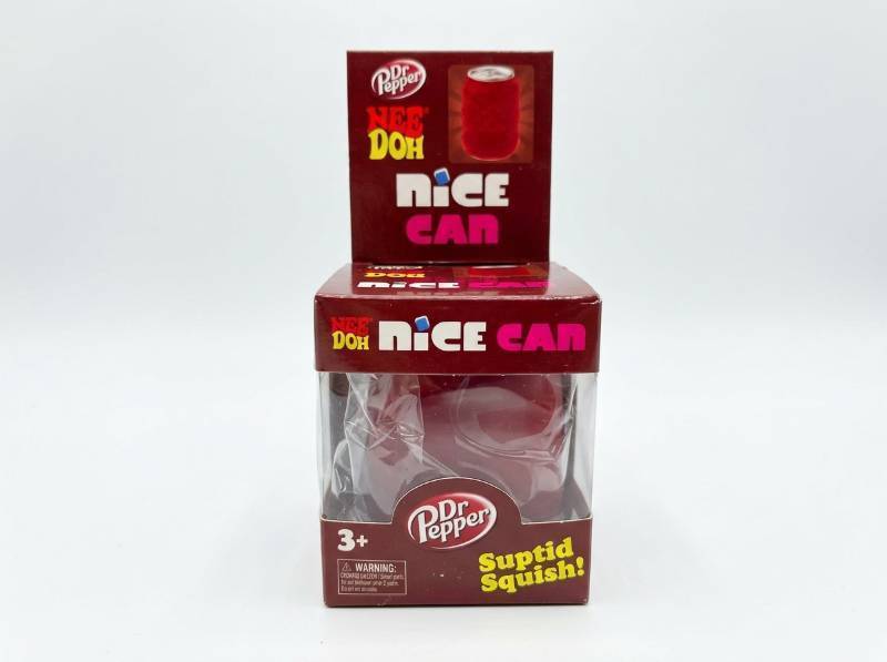 lot 67 image: Schylling Dr. Pepper NeeDoh Nice Can Squishy Toy, Red Can Shape, Boxed