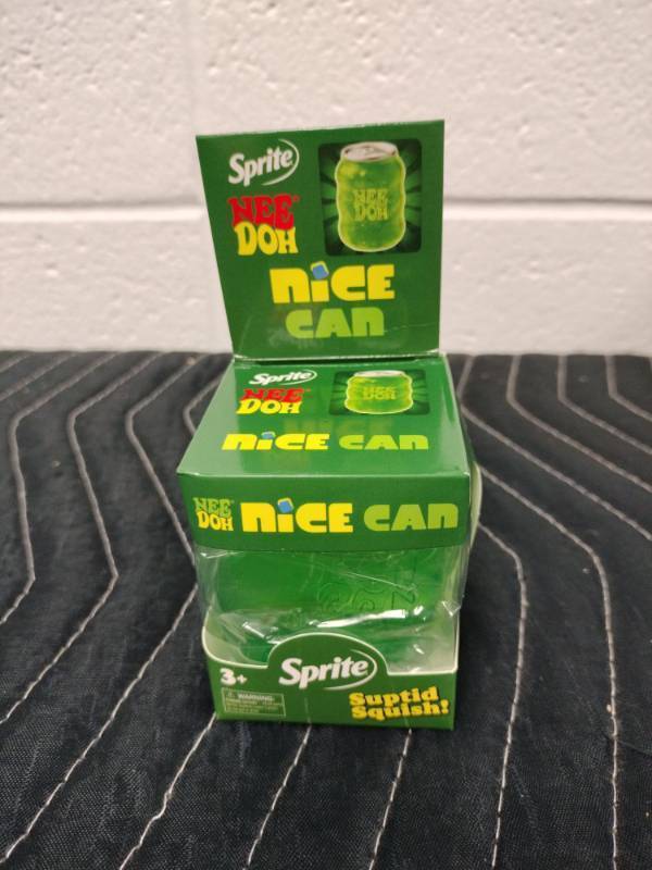 lot 68 image: Schylling Sprite NeeDoh Nice Can Squishy Toy, Green Can Shape, Boxed