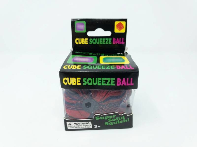 lot 138 image: Cube Squeeze Ball Super Solid Squish Toy Ages 3 PurplePink Swirl
