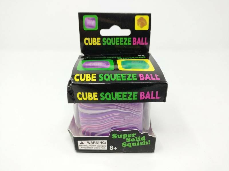 lot 139 image: Cube Squeeze Ball Super Solid Squish Purple Marbled Cube Toy