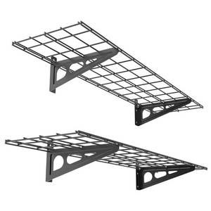 lot 5109 image: FLEXIMOUNTS Steel Garage Wire Wall Shelf 48 in. x 12 in. (2-Pack) WR14B-E