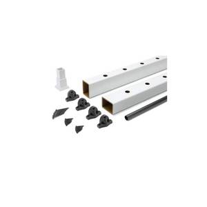 lot 5146 image: Trex Select Stair Rail Kit White 8 Ft x 36 In Black Balusters WTRD0836SSELKFS  Retail $177.27