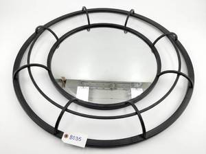 lot 8042 image: Round Black Metal Framed Wall Mirror with Decorative Outer Ring