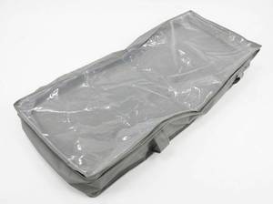 lot 8054 image: Gray Non-Woven Zippered Underbed Storage Bag w Clear Vinyl Panel & Handles - Set of 2