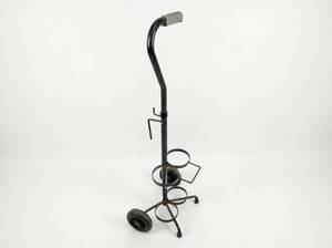 lot 8064 image: Black Steel Cane-Style Handle Cart w 2 Wheels & 2 Air Tank Holders